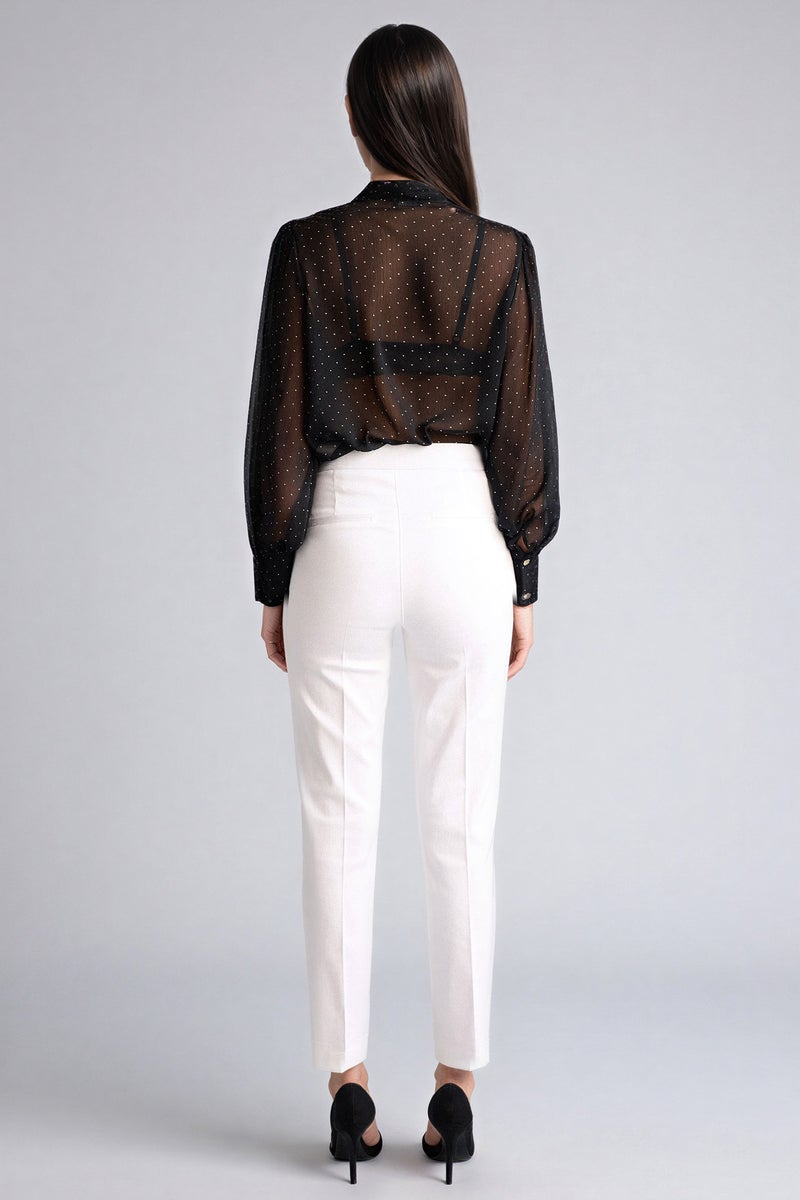 DeFacto White Woman Cigarette Fit Super Skinny Hem Satin Trousers Casual - Image 5